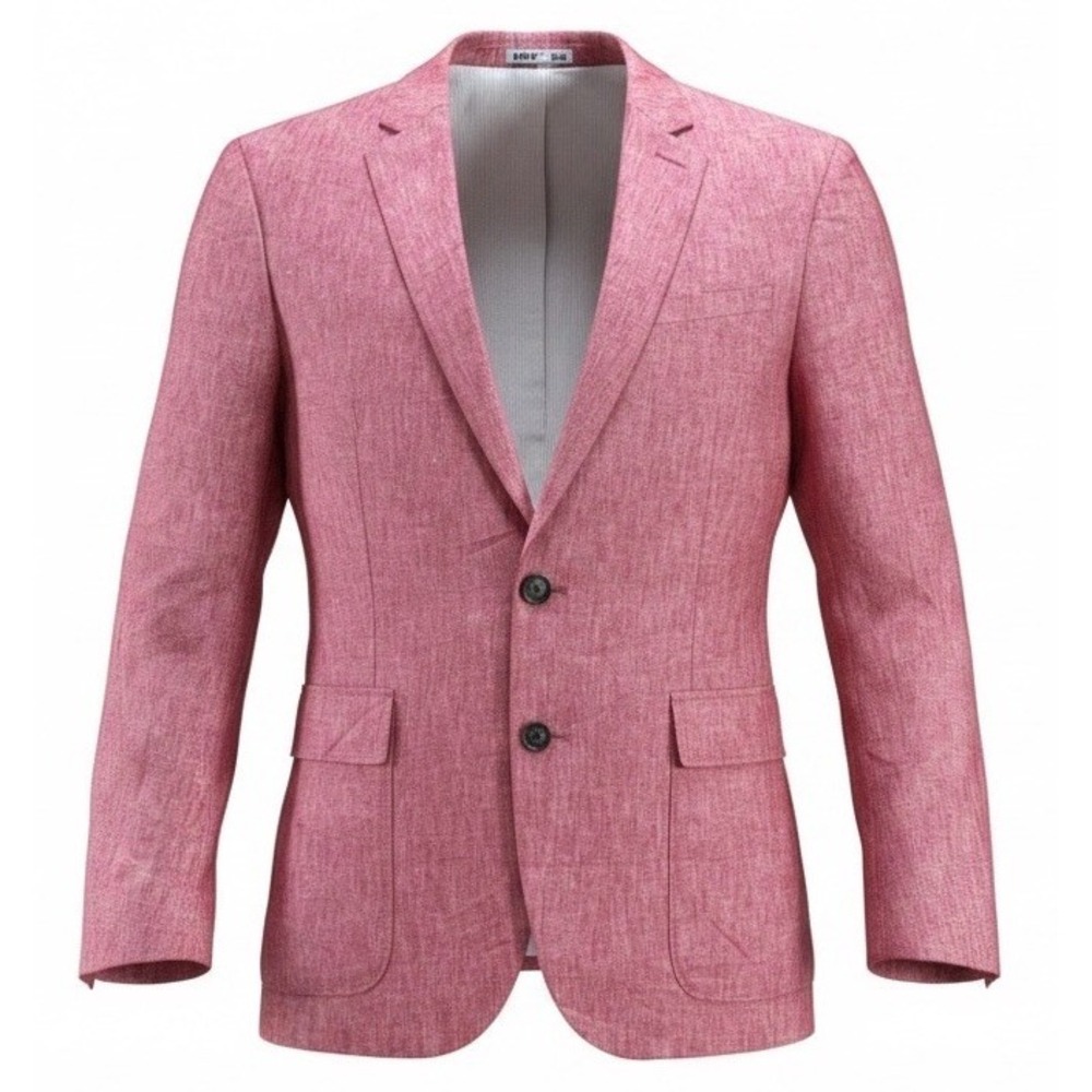 EXPRESS 36S Fitted Photographer Linen Cotton Heather Red 2 Button  Blazer Jacket